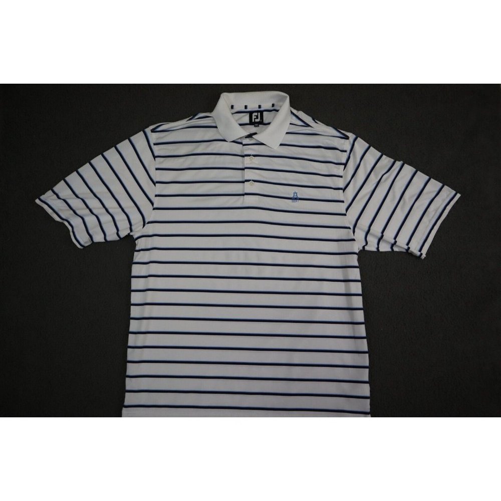 FootJoy Shirt Adult Large White Blue Polo Golf Outdoor Active Short Sleeve Mens
